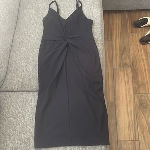 Black body con midi dress with knot detail